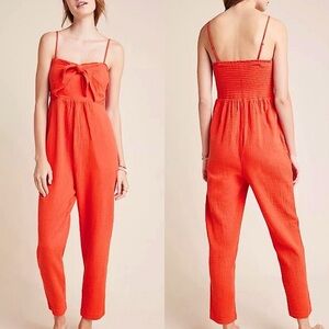 Anthropologie Vibrant Red Jumpsuit